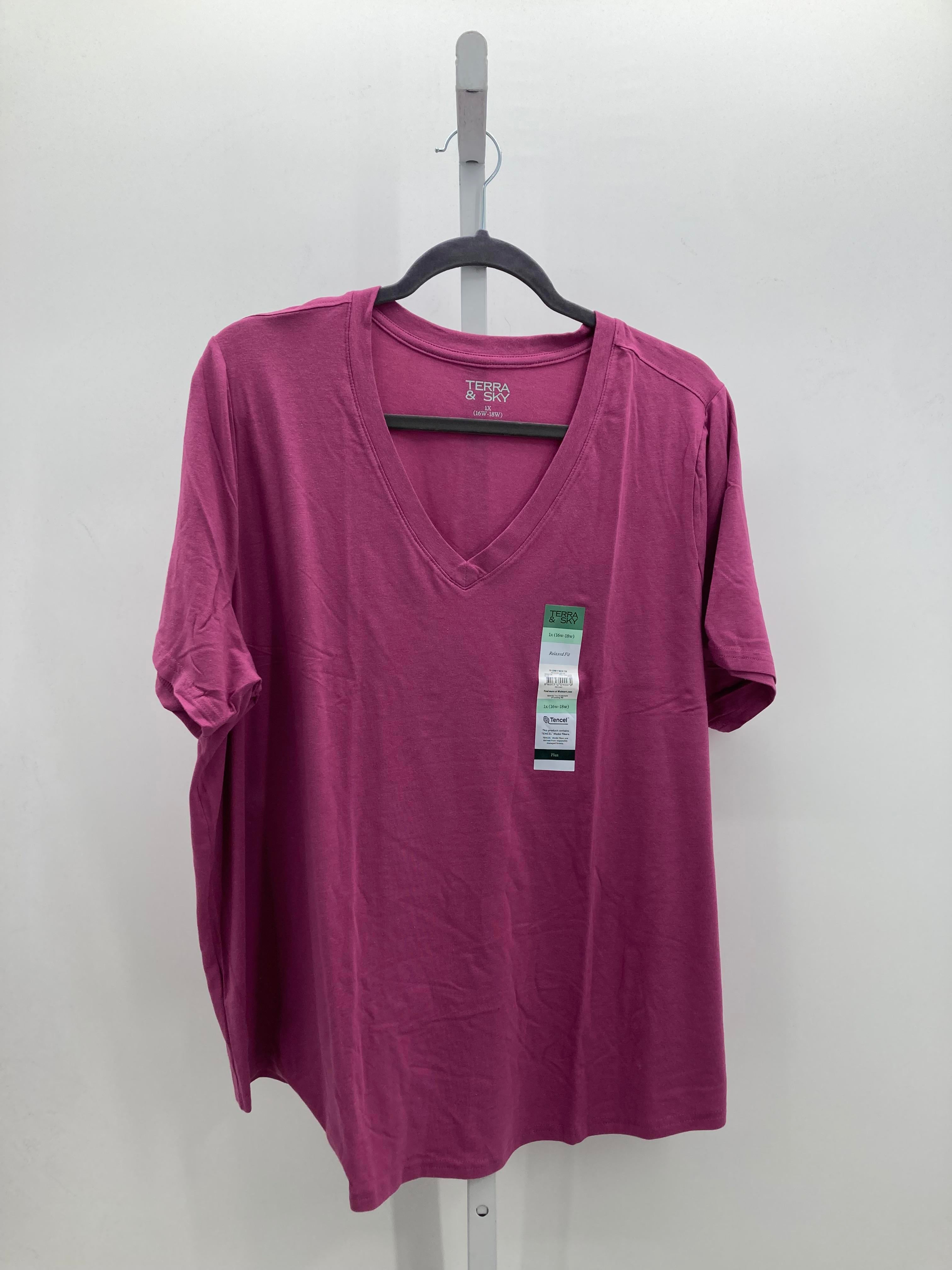 Terra & Sky Size 1X Womens Short Sleeve Shirt