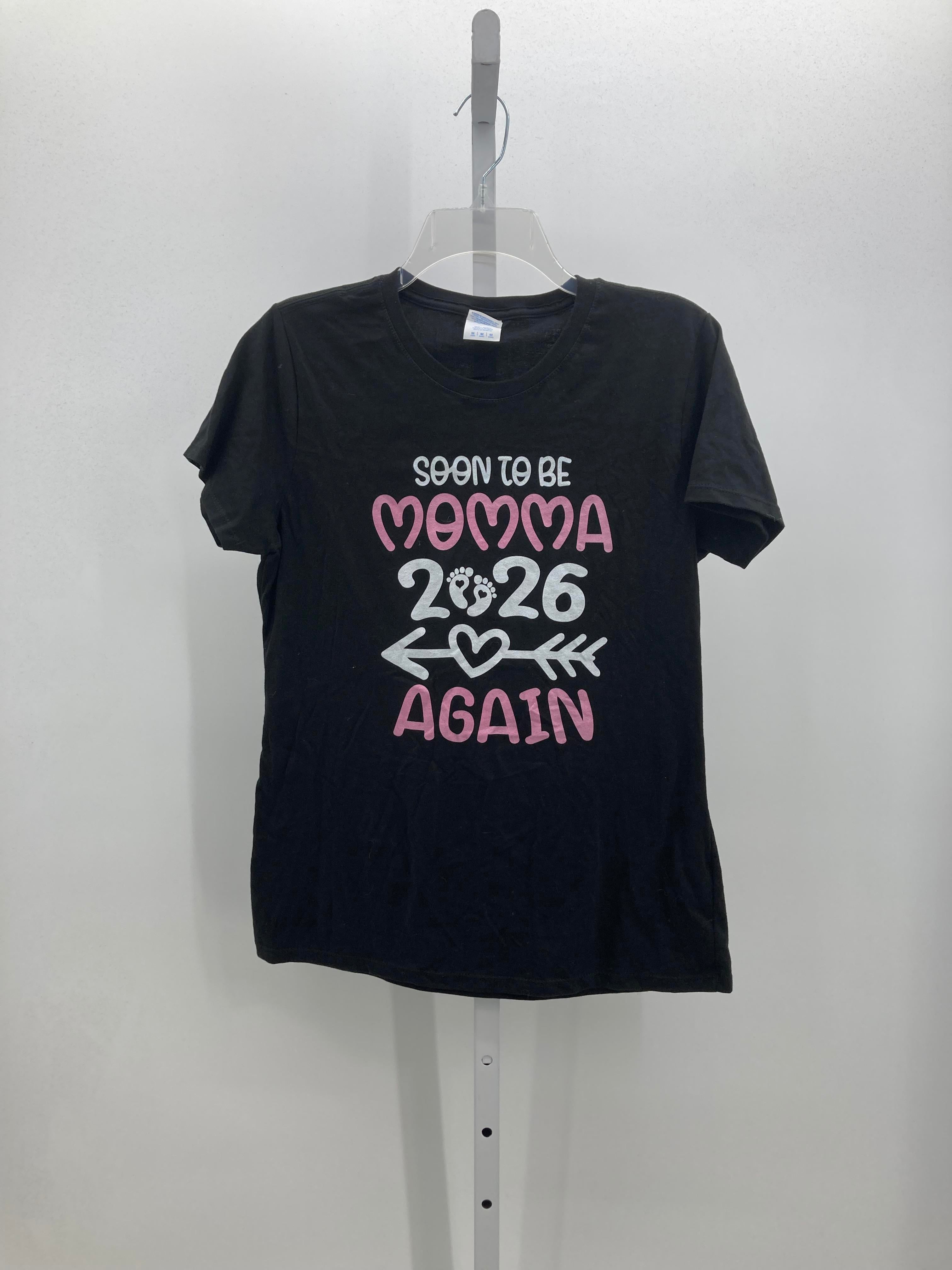 Black Size Medium Maternity Short Sleeve Shirt