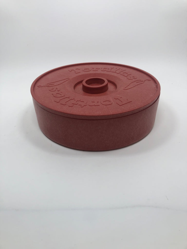 RED PLASTIC TORTILLA WARMER.