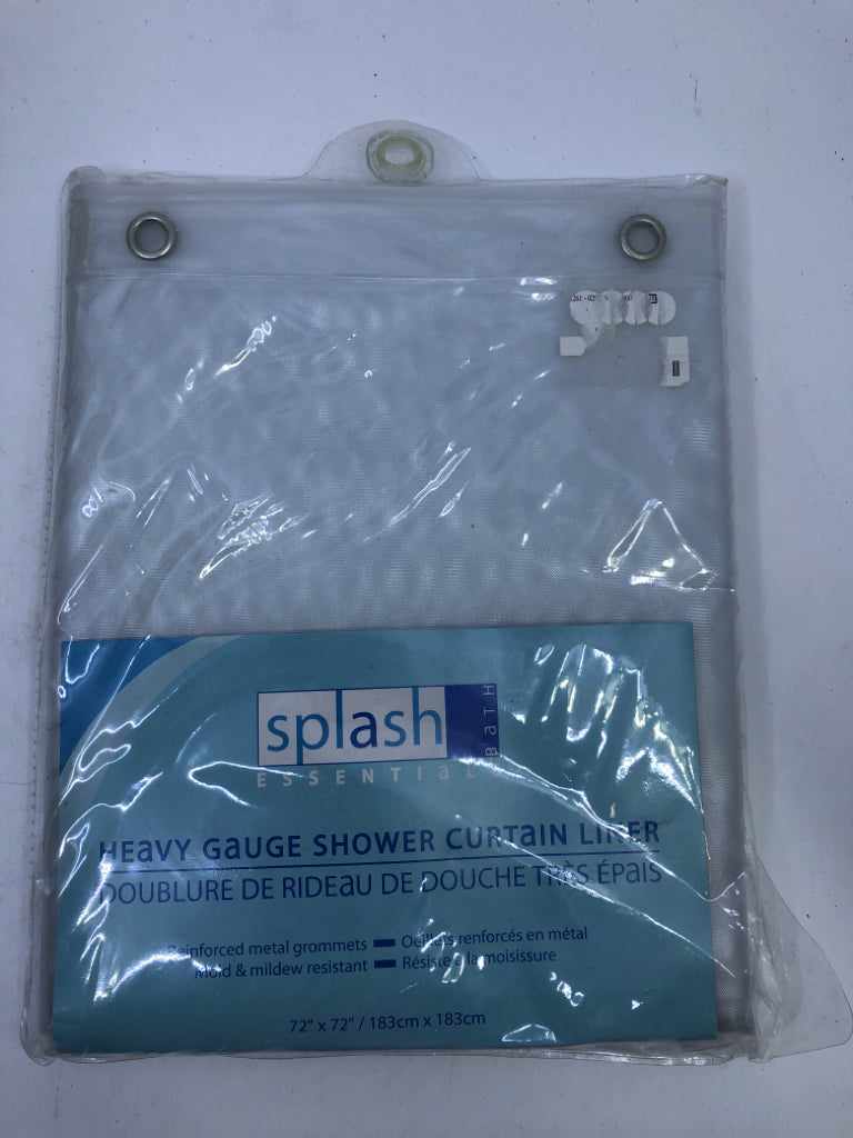 NIP CLEAR VINYL SHOWER CURTAIN LINER.