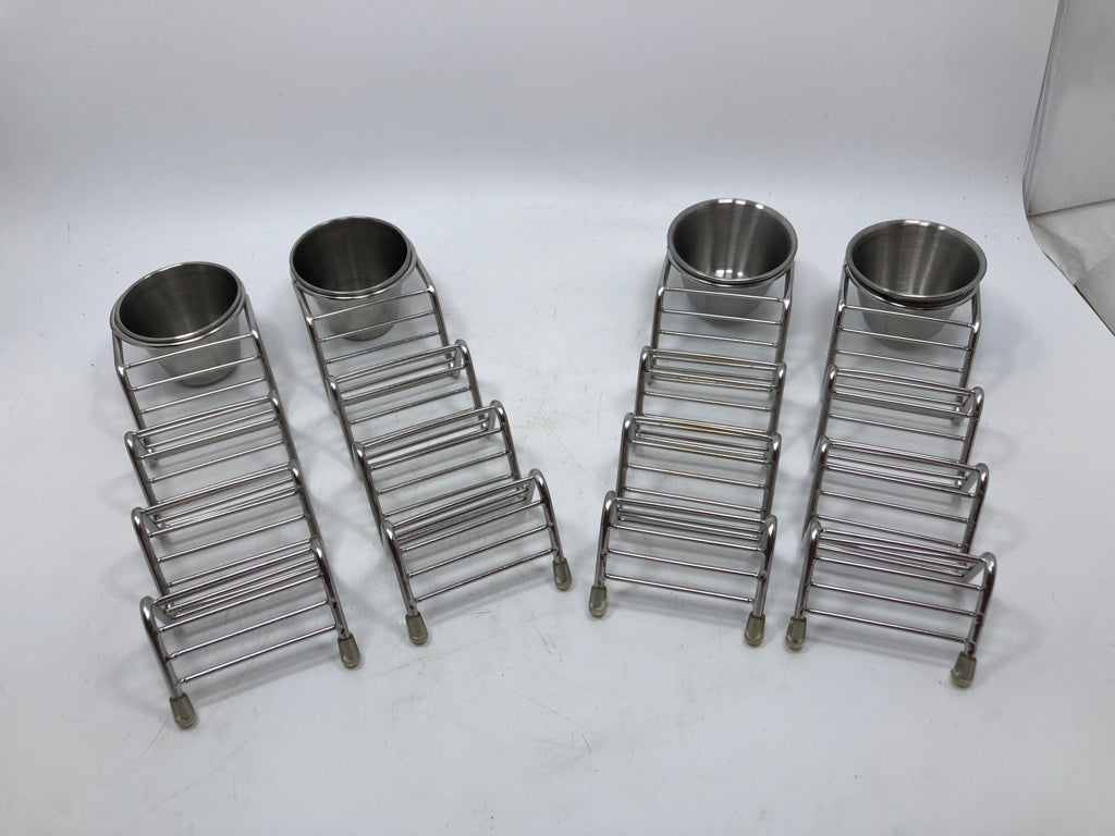 FOUR 2PC TACO HOLDER/DIP SET.