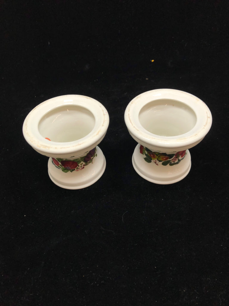 2 POMONA CANDLESTICK HOLDERS.