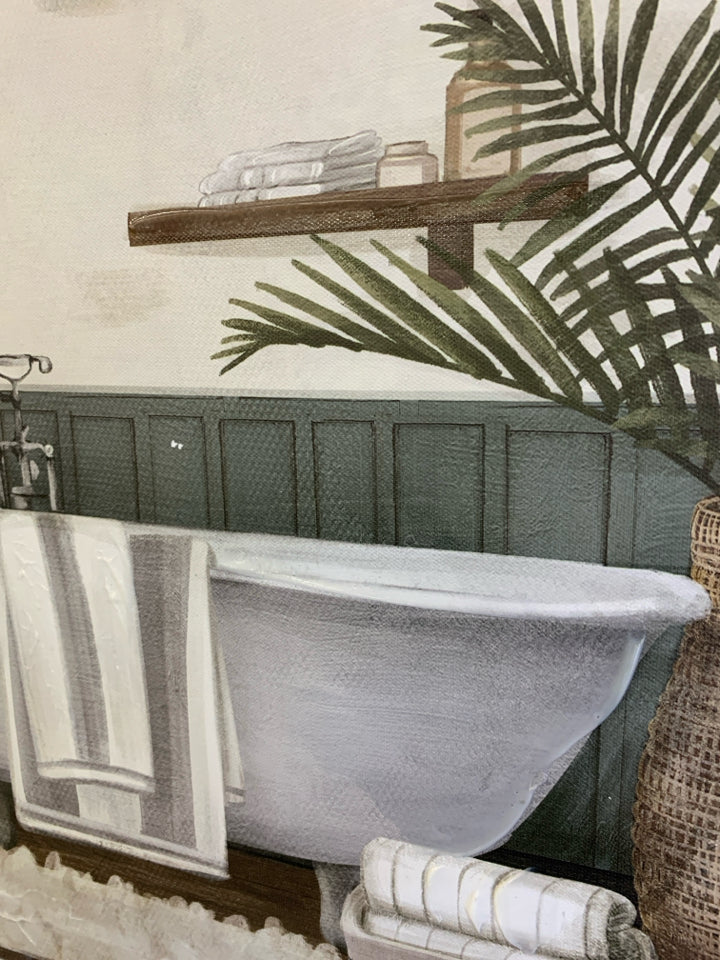 BOHO BATHTUB PAINTING ON CANVAS.