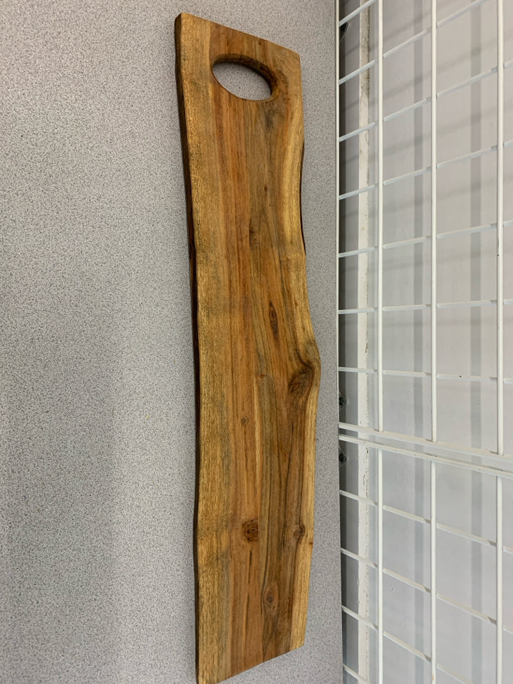 LONG LIVE-EDGE WOOD CHARCUTERIE BOARD.