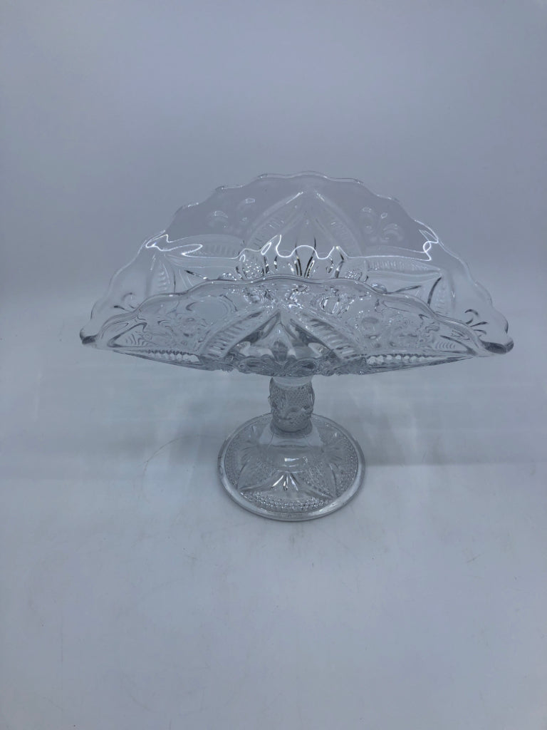 VTG FOLDED EDGE COMPOTE CANDY DISH.
