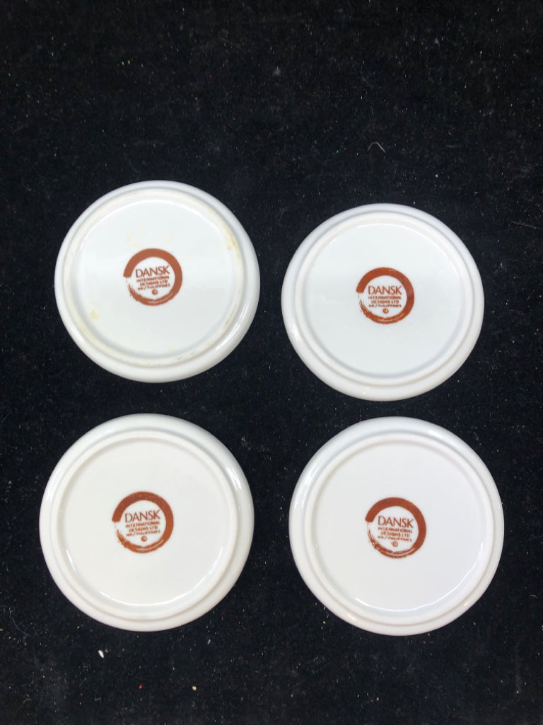 4 FRUIT PAINTED COASTERS.