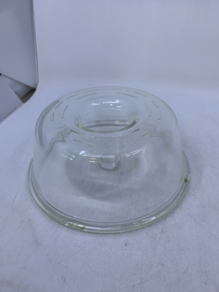 VTG CLEAR GLASS TUBE BUNDT CAKE PAN.