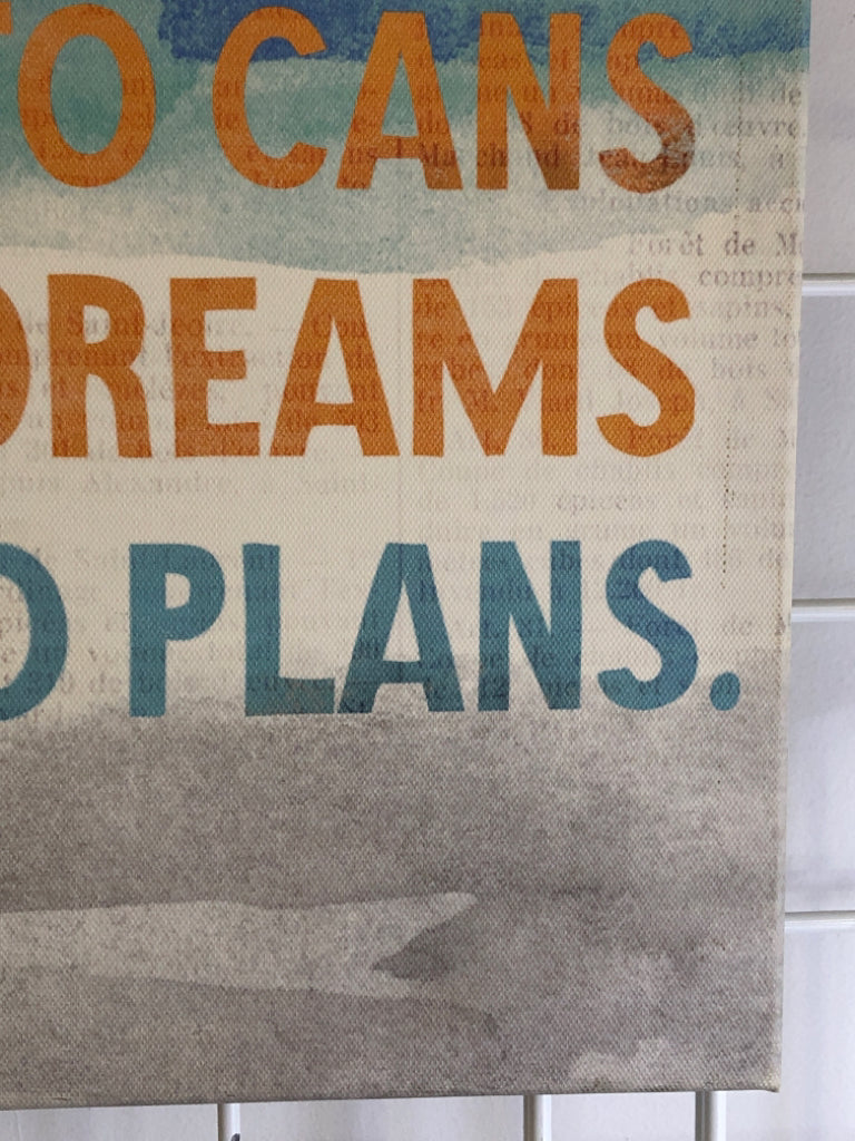 BLUE AND GREY TURN CAN'TS CANVAS WALL ART.