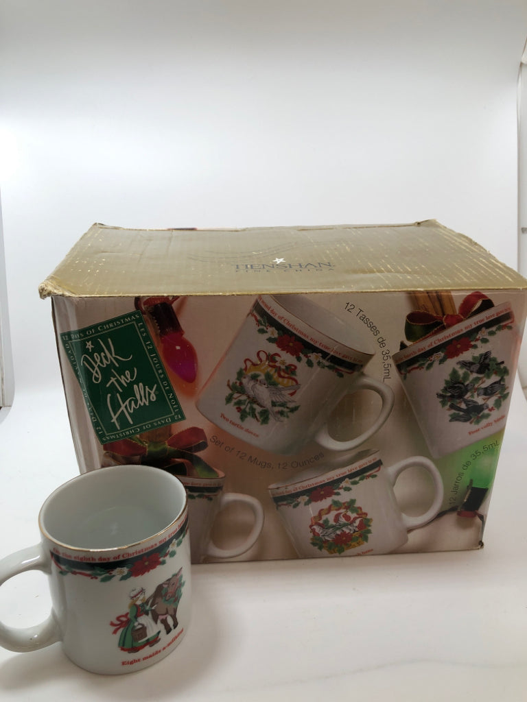 TWELVE DAYS OF CHRISTMAS MUGS- 12 MUGS.
