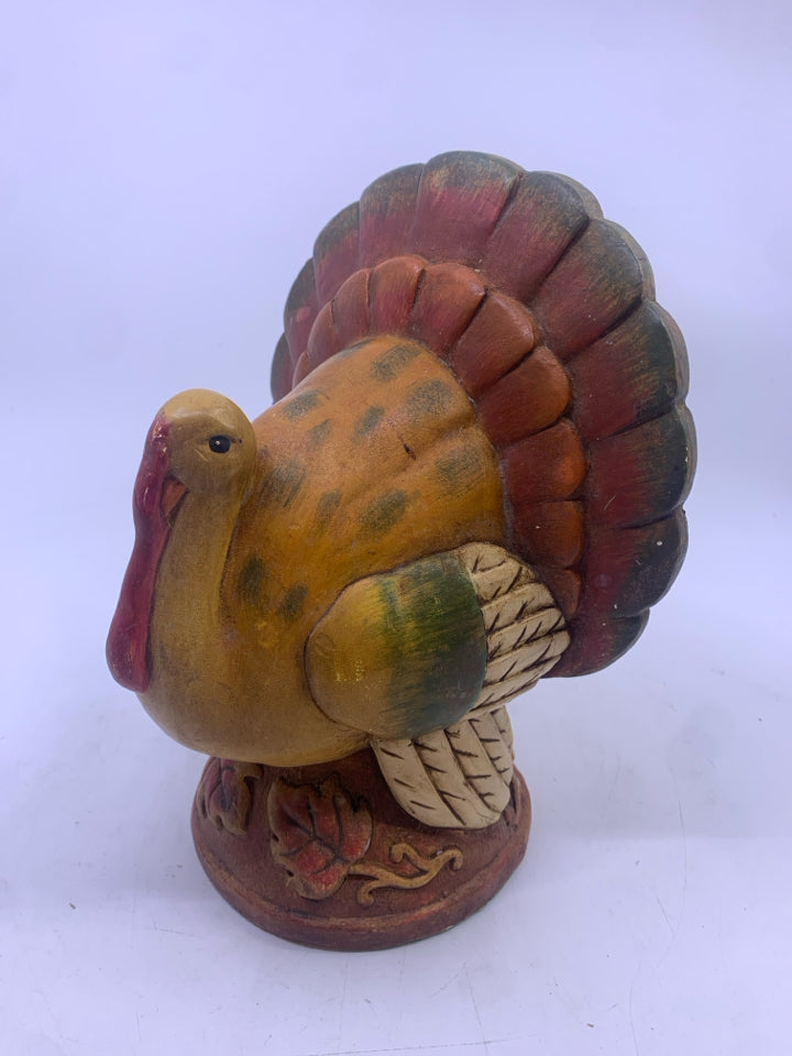 WOOD TURKEY STATUE FOOTED BASE.