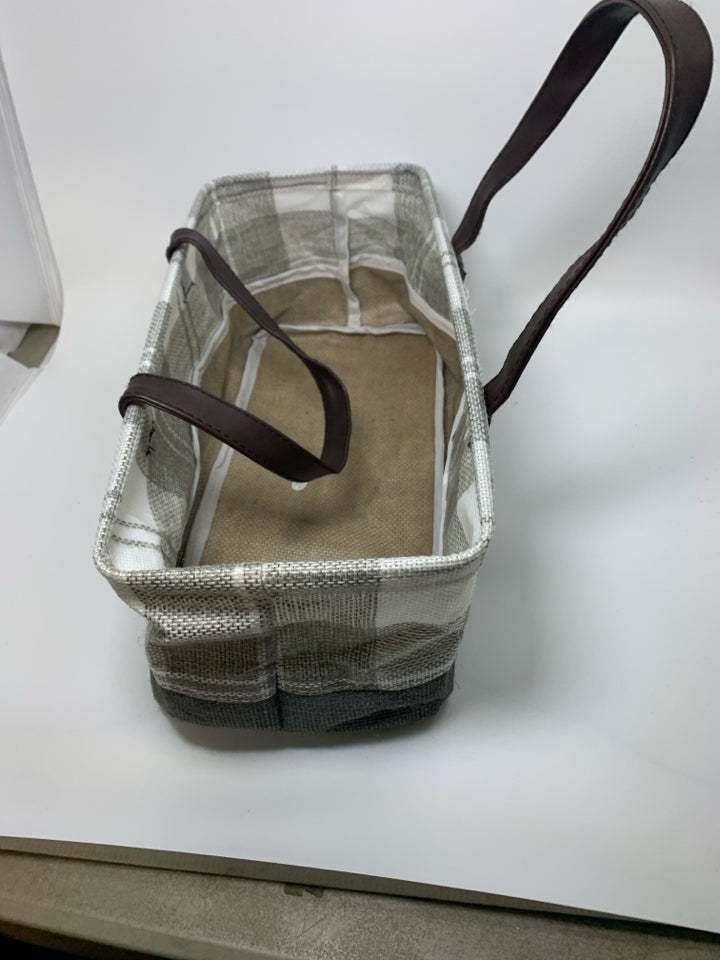 FABRIC PLAID RECTANGLE BASKET.
