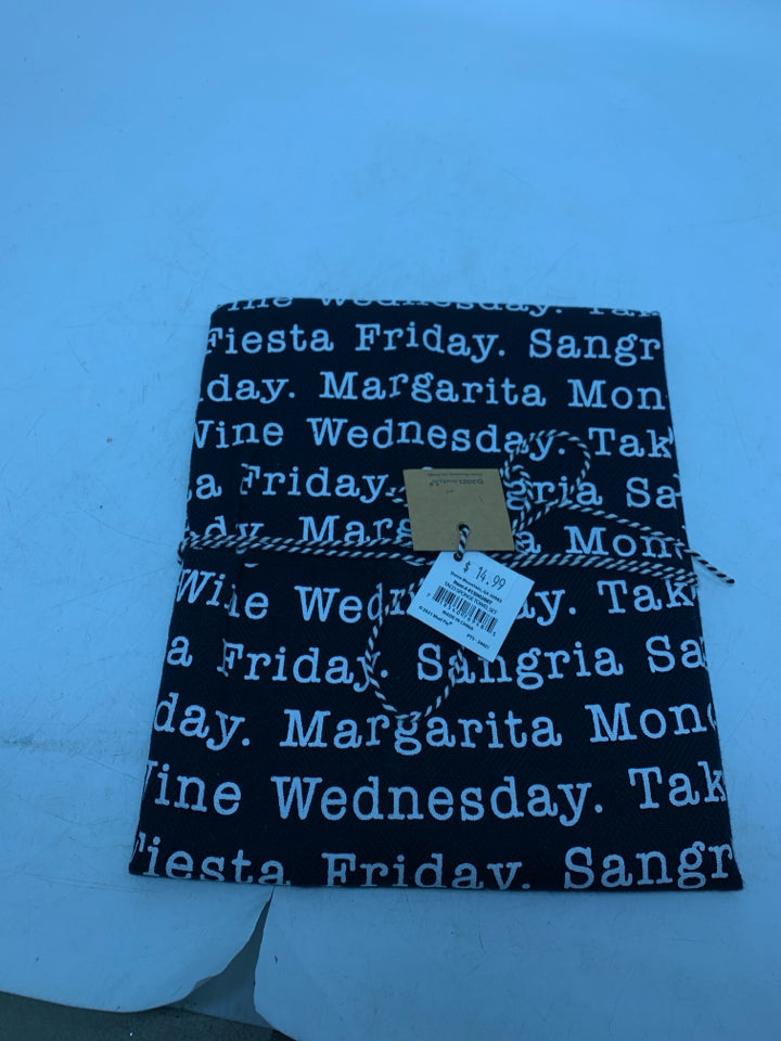 NWT DAYS OF THE WEEK W/ ALCOHOL NAMES KITCHEN TOWEL.