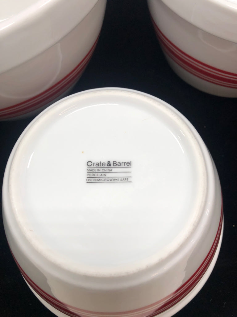 3PC RED STRIPE NESTING MIXING BOWLS - CRATE & BARREL.