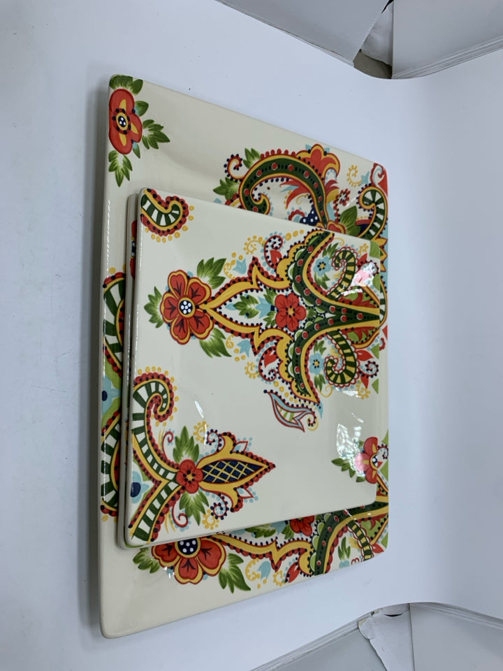 3 PC PAISLEY PATTERN LARGE PLATTER W/ 2 SERVING PLATES.