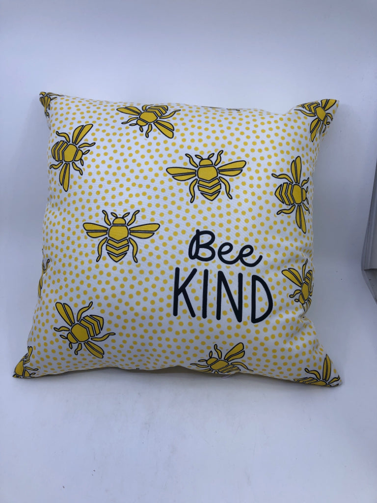 BEE KIND YELLOW,WHITE,BLACK PILLOW.