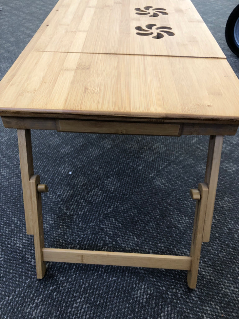 BAMBOO LAP TRAY W/ADJUSTABLE LEGS AND FLIP TOP.