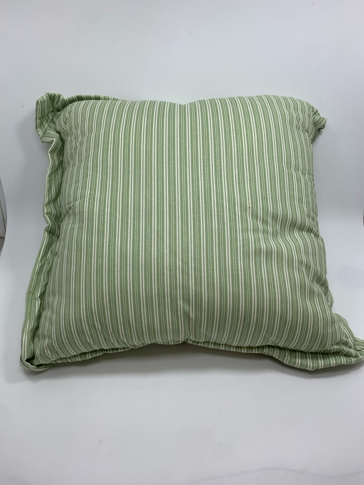 GREEN STRIPE PILLOW.