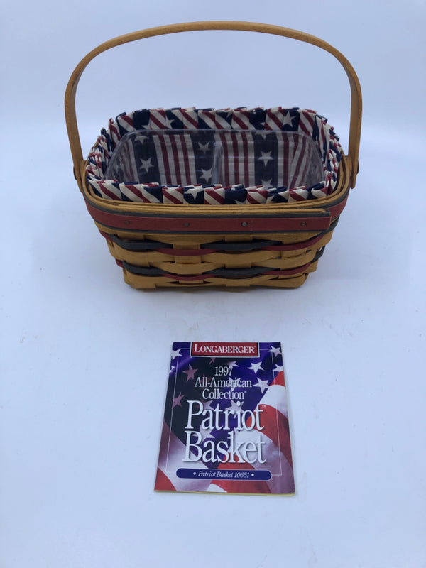 1997 BASKET W/ STARS AND STRIPES LINER AND DIVIDED INSERT.