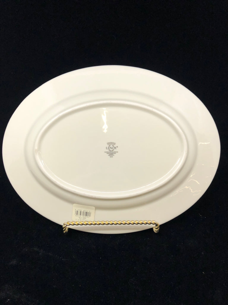 LENOX HANCOCK PLATINUM OVAL PLATTER W/SILVER RIM.