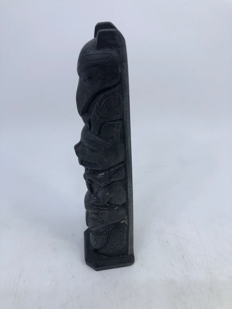 3-ANIMAL TOTEM POLE HAND CARVED DISTRESSED.