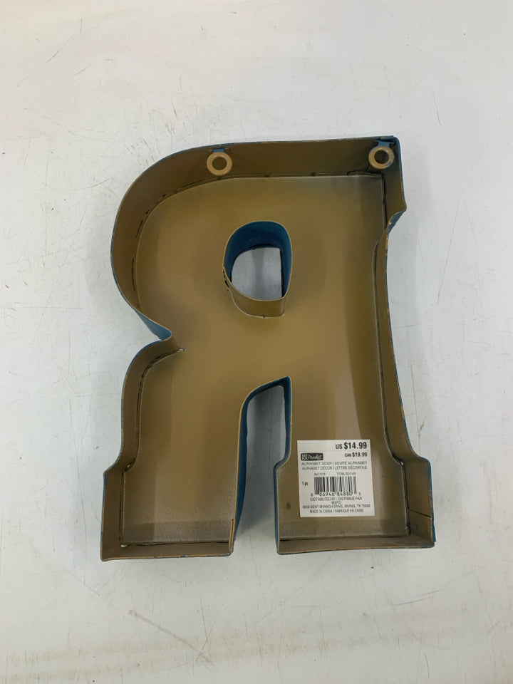 METAL BLUE DISTRESSED MONOGRAM R.