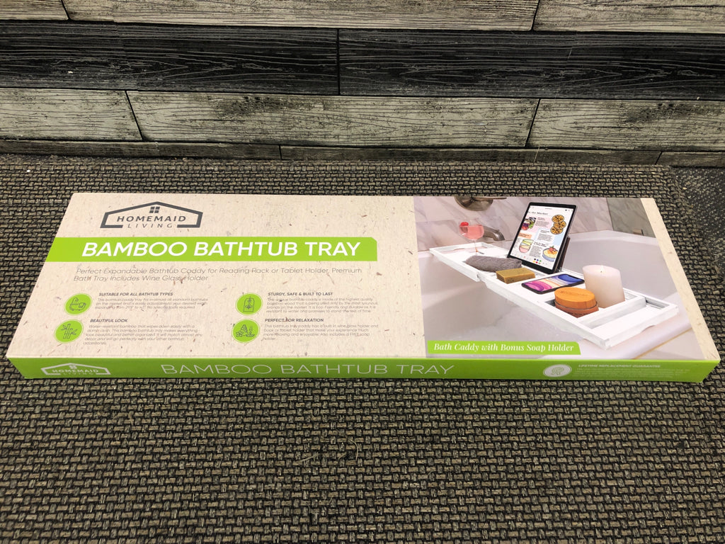 NIB BAMBOO BATHTUB TRAY.
