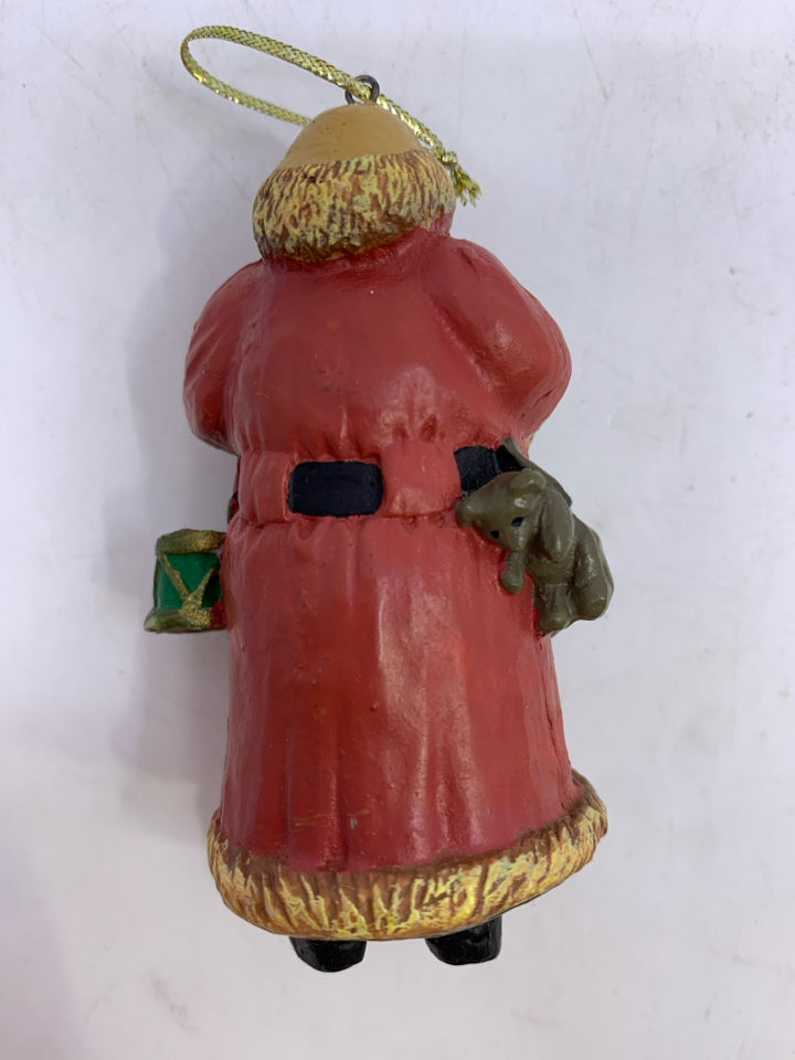 PORCELAIN SANTA ORNAMENT.