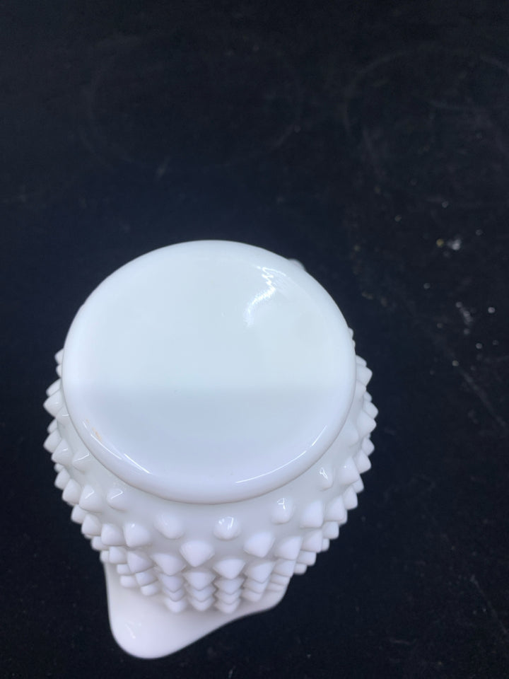 HOBNAIL MILK GLASS SUGAR & CREAMER SET.