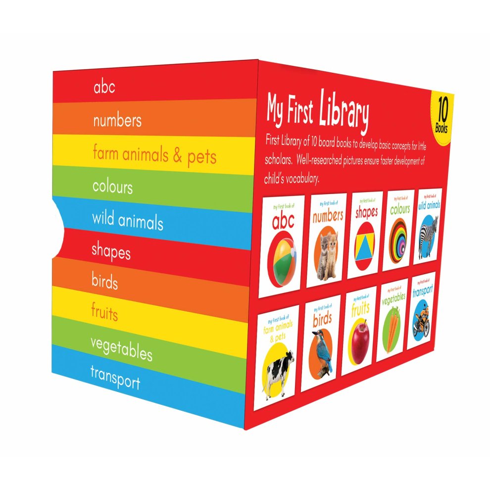 My First Library: Boxset of 10 Board Books for Kids (Hardcover) -