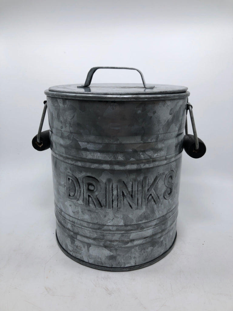 GALVANIZED "DRINK" ICE BUCKET.