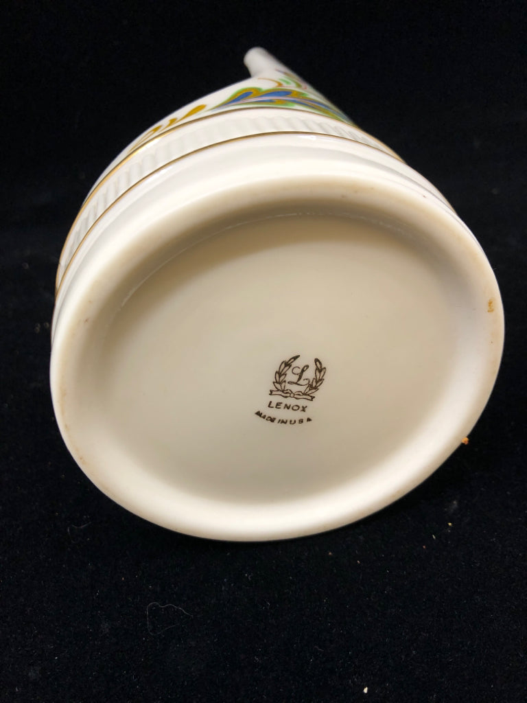 LENOX BLUE/GREEN FLORAL CANDLESTICK HOLDER.