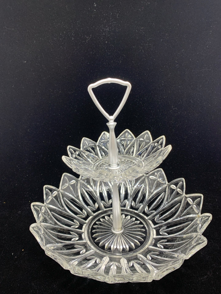 VTG 2 TIER GLASS CANDY DISH.