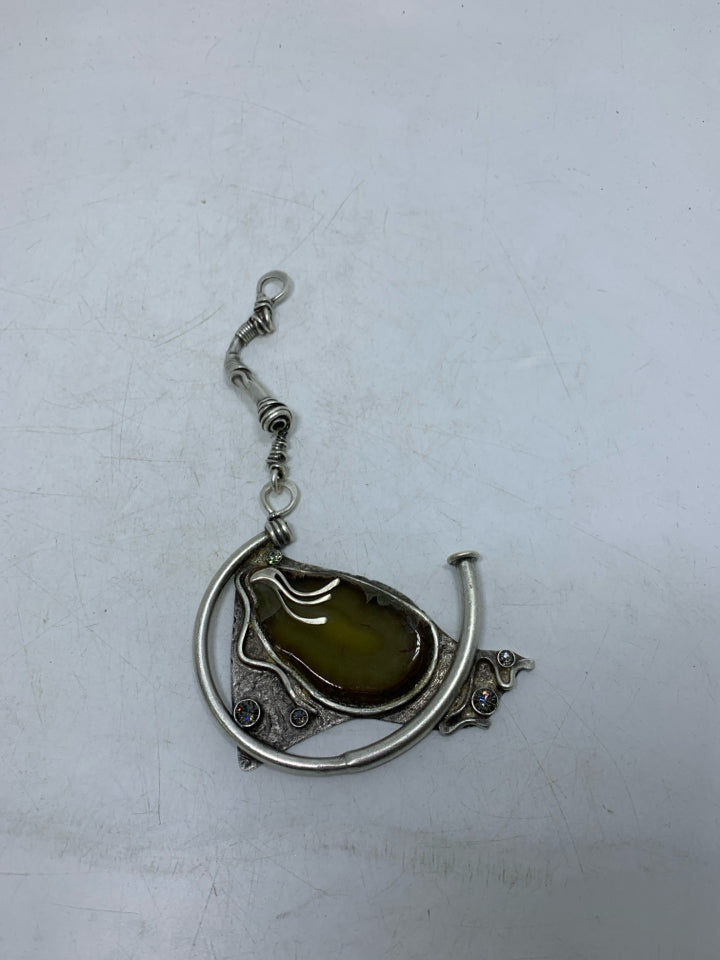 STONE & SILVER HANGING PIECE.
