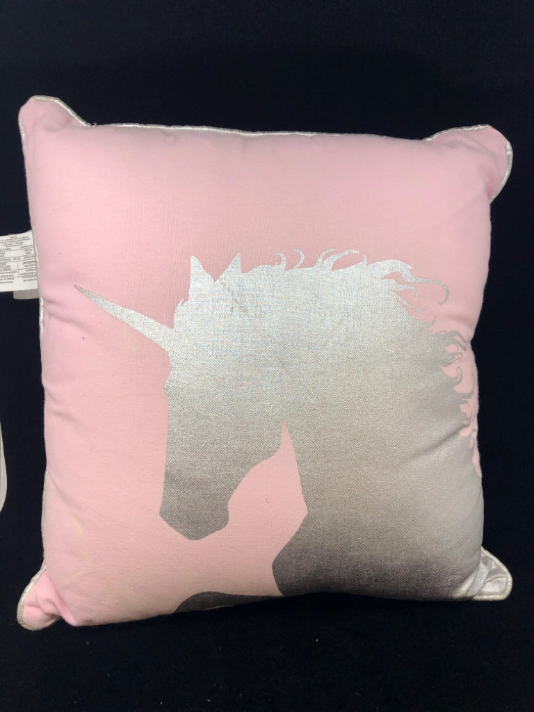 PINK UNICRON PILLOW W/SILVER ACCENTS EMMA & VIOLET.