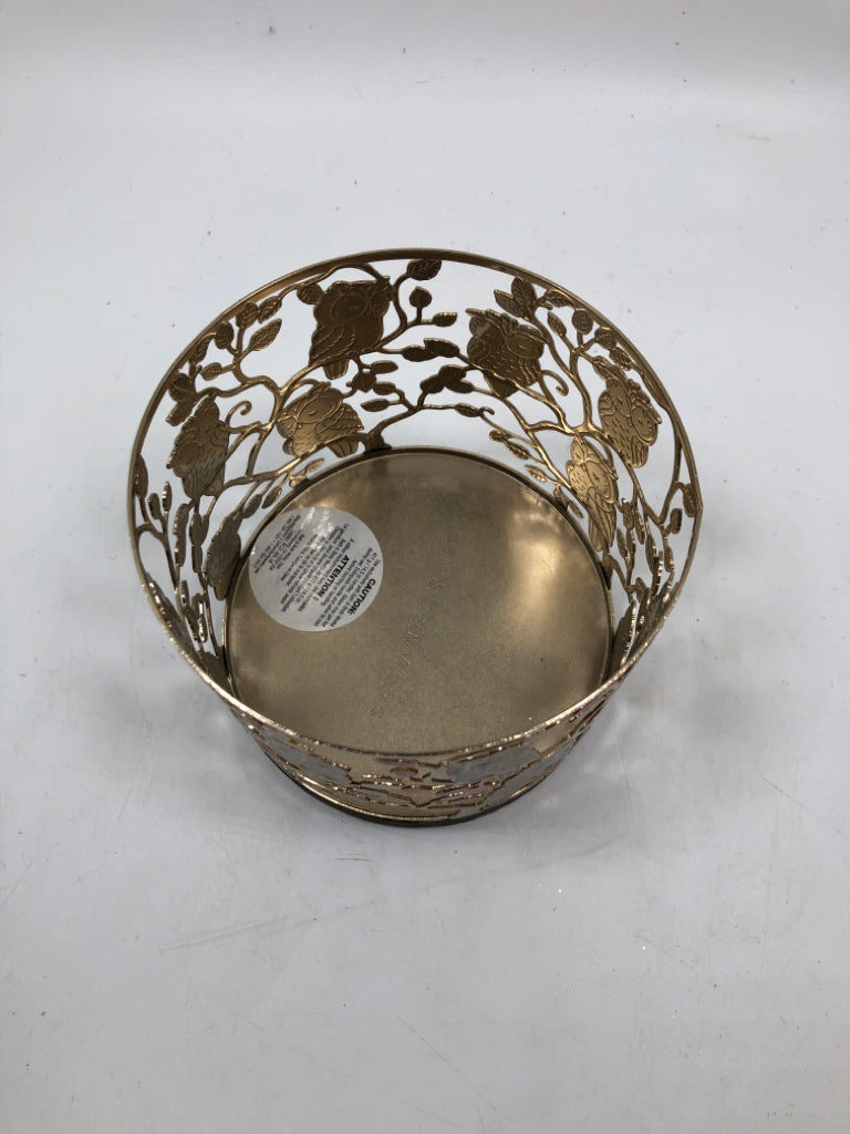 METAL OWL BATH & BODY WORKS CANDLE HOLDER.