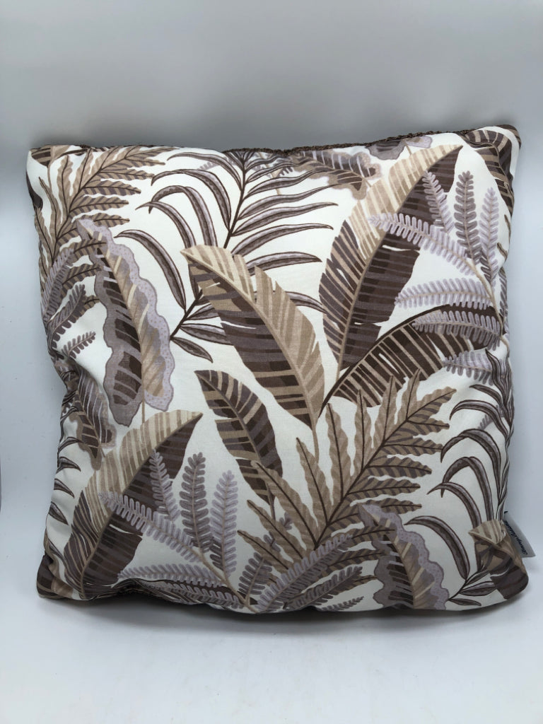 BROWN LEAF WOVEN BACK TOMMY BAHAMA PILLOW.