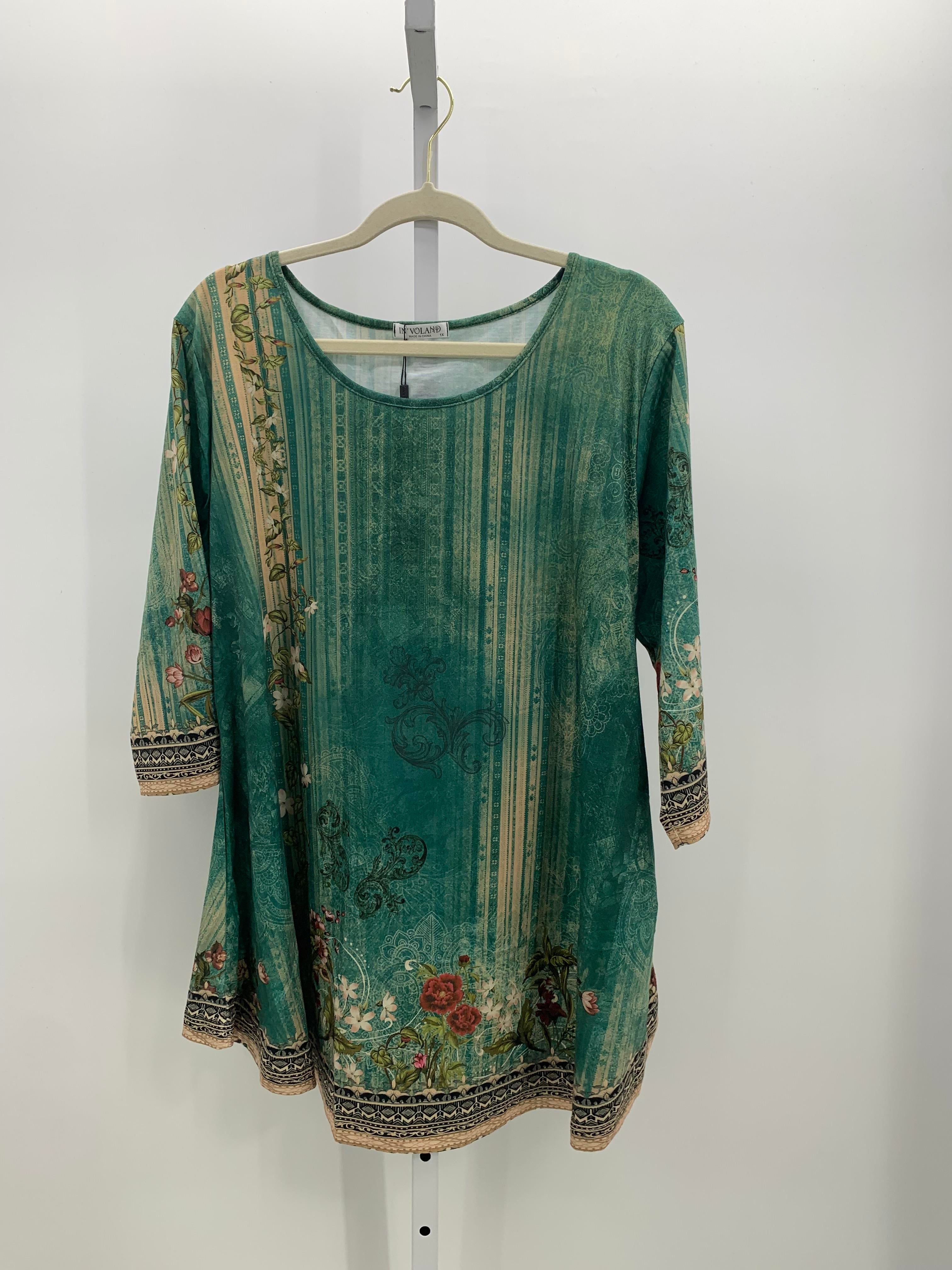 Size 1X Womens 3/4 Sleeve Shirt
