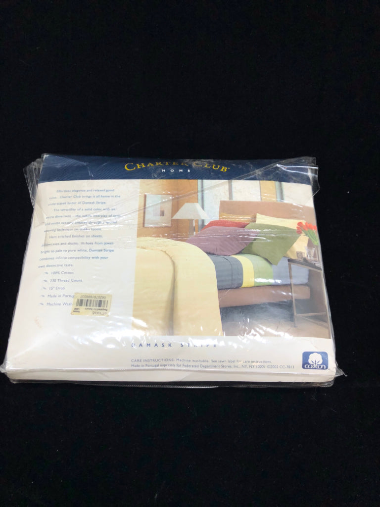 NIP KING SIZE STRIPE BED SKIRT.