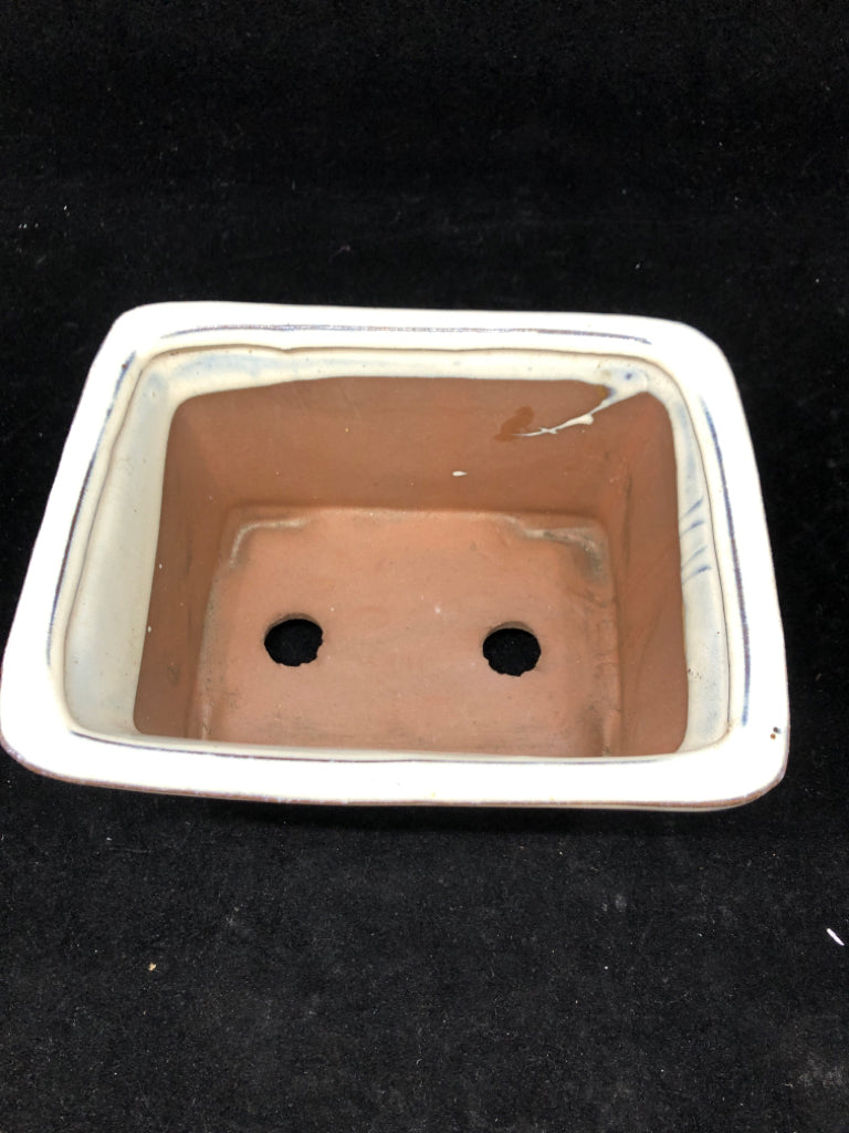 CERAMIC BROWN PLANTER, W/ CREAM COLOR.