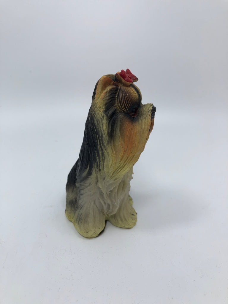 DOG W/ RED BOW FIGURINE.