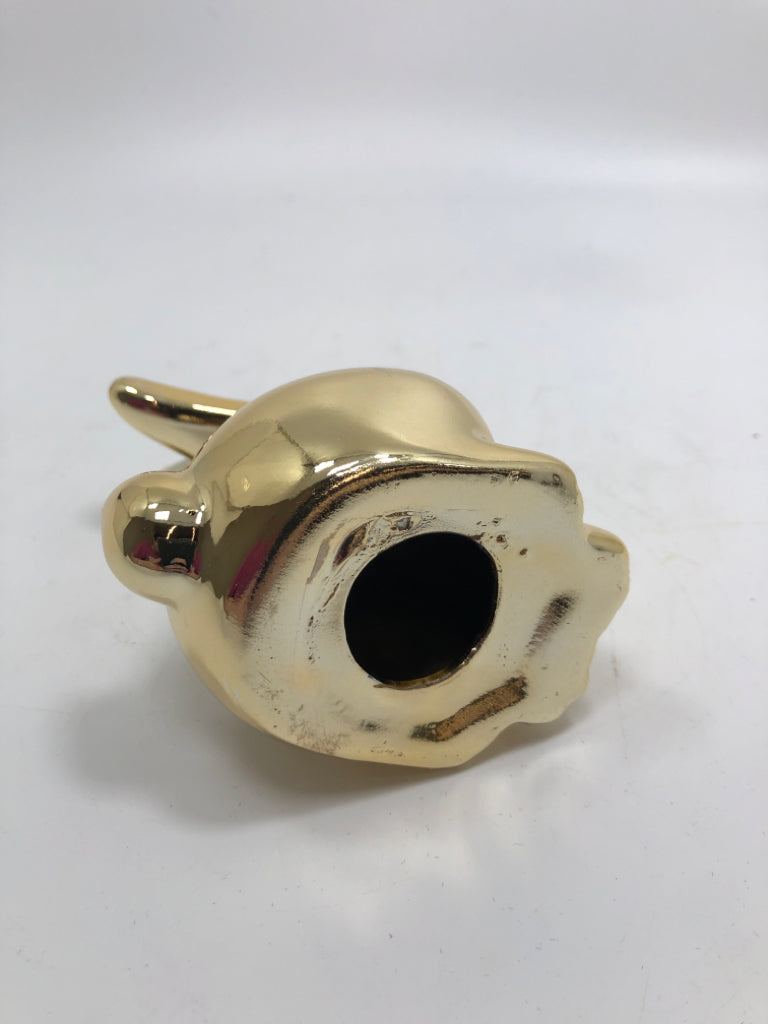 GOLDEN CERAMIC BUNNY FIGURINE.