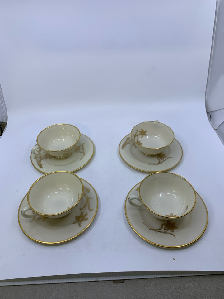 8 PC SVC 4 DAYBREAK PATTERN TEACUPS/SAUCERS SET.