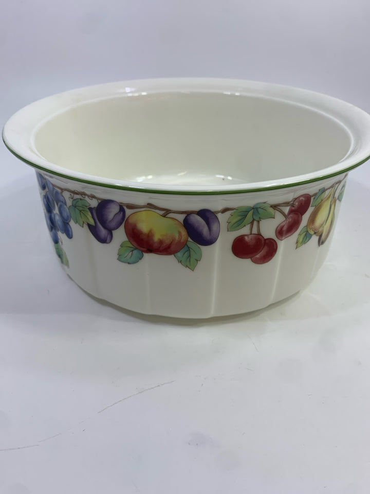 VILLEROY & BOCH PORCELAIN BOWL W/FRUIT PRINT.
