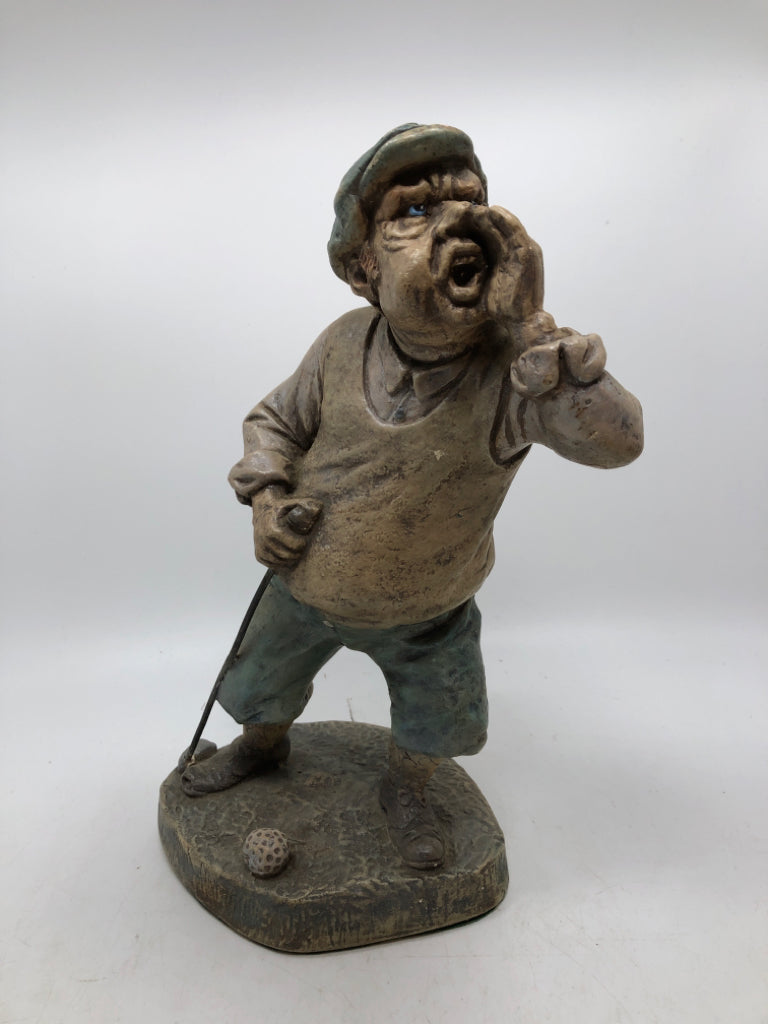 SHOUTING GOLFER MAN FIGURE.