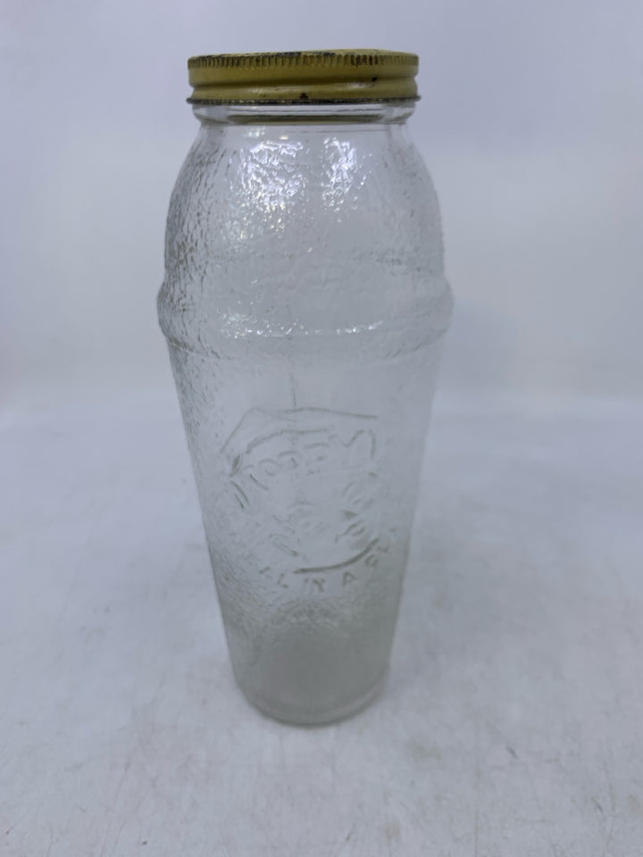 VTG GLASS A MEAL IN A BOTTLE EMPTY W/ LID.