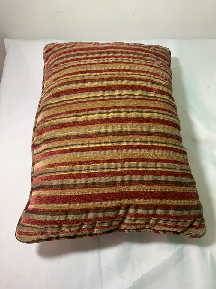 RED, BROWN STRIPE RECTANGLE PILLOW.