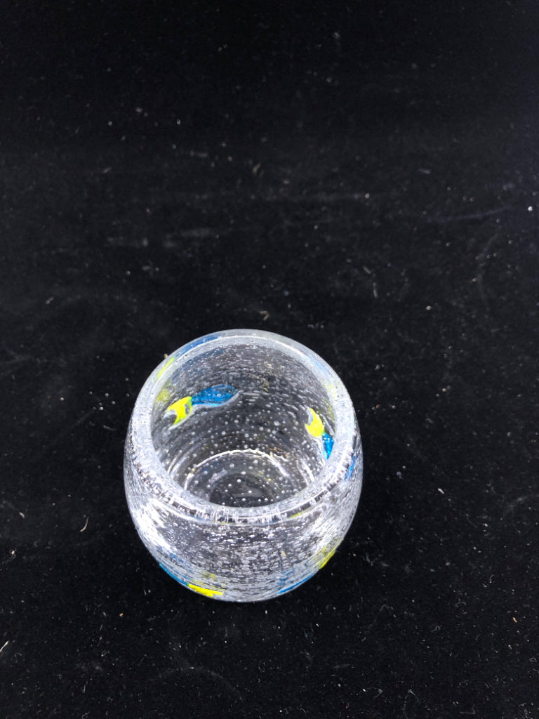 BLOWN GLASS FISH TEA LIGHT HOLDER.