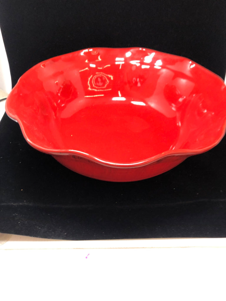 LG RED RUFFLE SERVING BOWL.