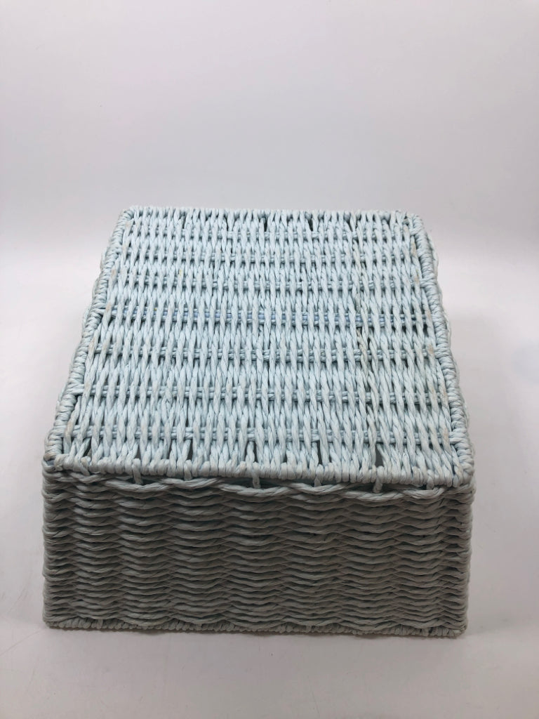LIGHT BLUE WOVEN BASKET.