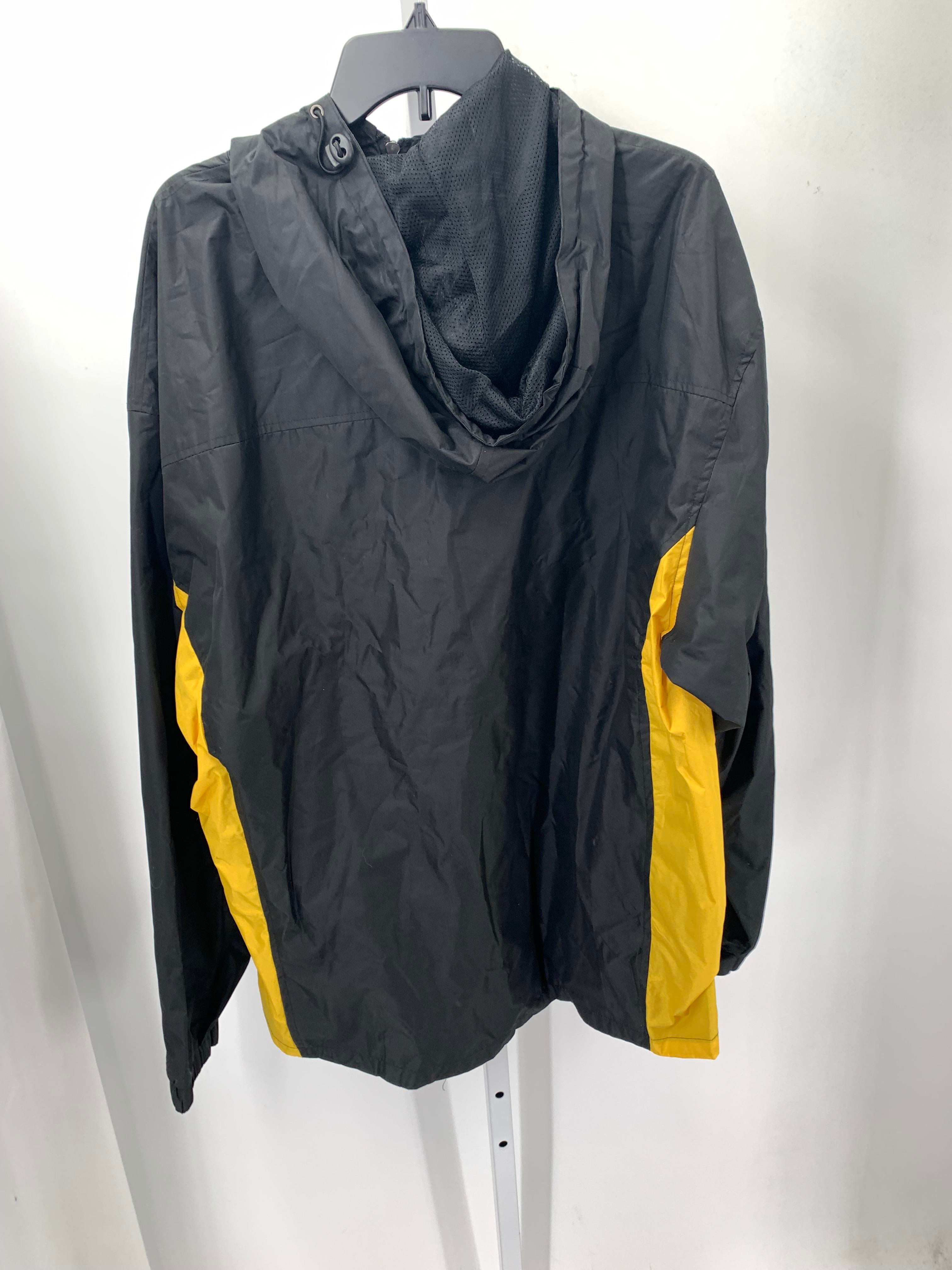 YELLOW HOODED ZIP UP.